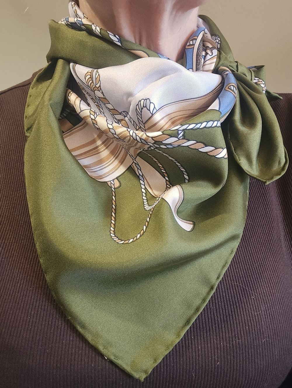 100% Silk Nautical Theme Sailing Ship Scarf.